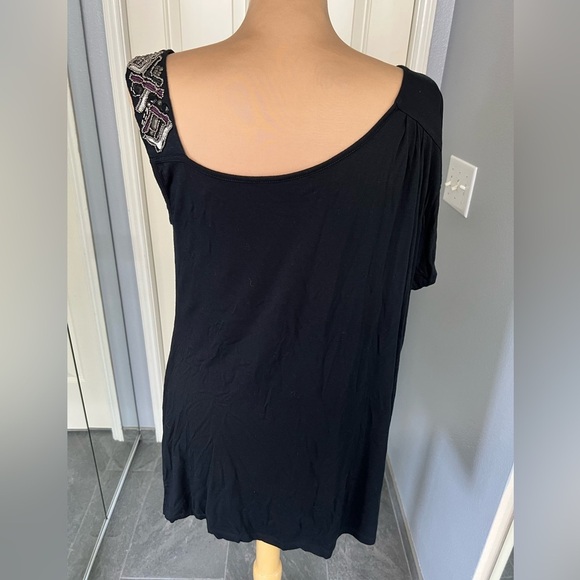 Lot of 2 Plus Size Y2K Beaded Tops Black & Blue Dressy Cruise Date Night - Picture 5 of 13